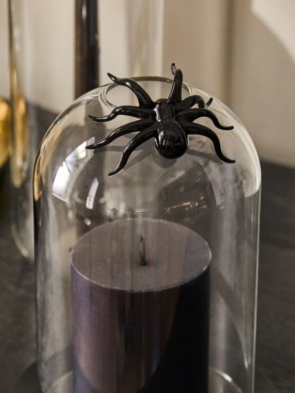 West Elm Glass Spider Cloche Candleholder